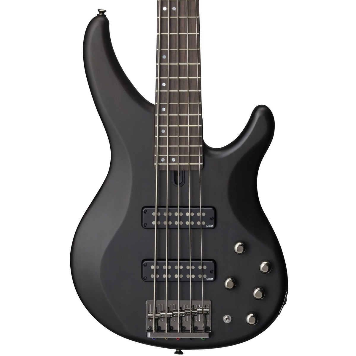 Bajo eléctrico Yamaha TRBX505 5 cuerdas activo pasivo Translucent Black detalle cuerpo | Armonía Musical México