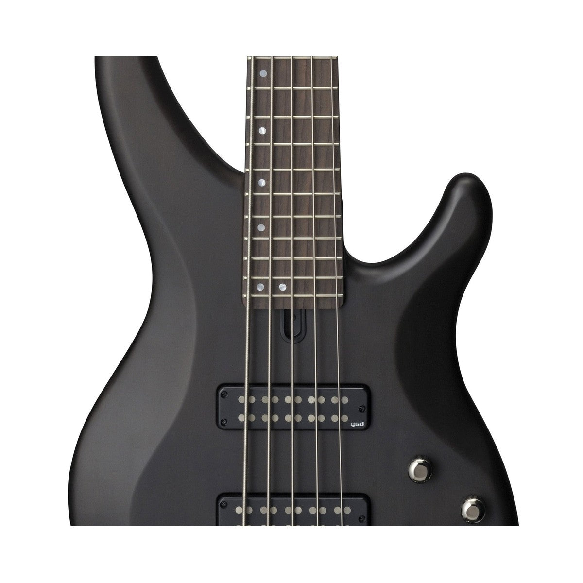 Bajo eléctrico Yamaha TRBX505 5 cuerdas activo pasivo Translucent Black detalle electrónica | Armonía Musical México
