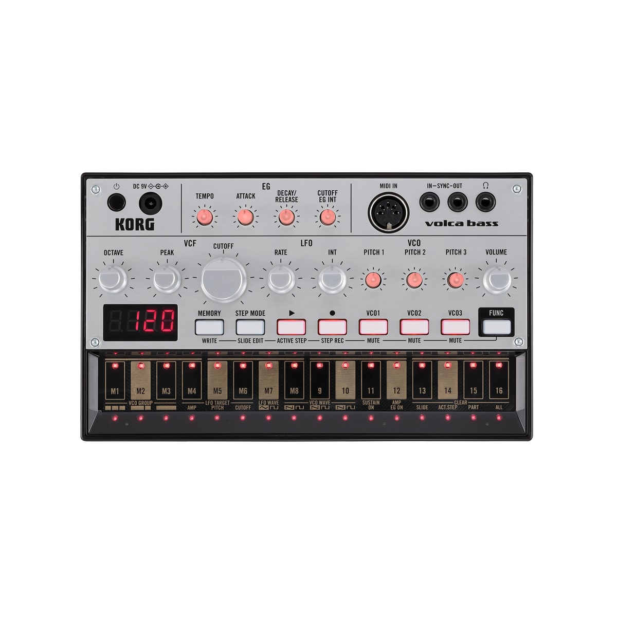 Korg volca bass vista frontal producto | Armonía Musical México