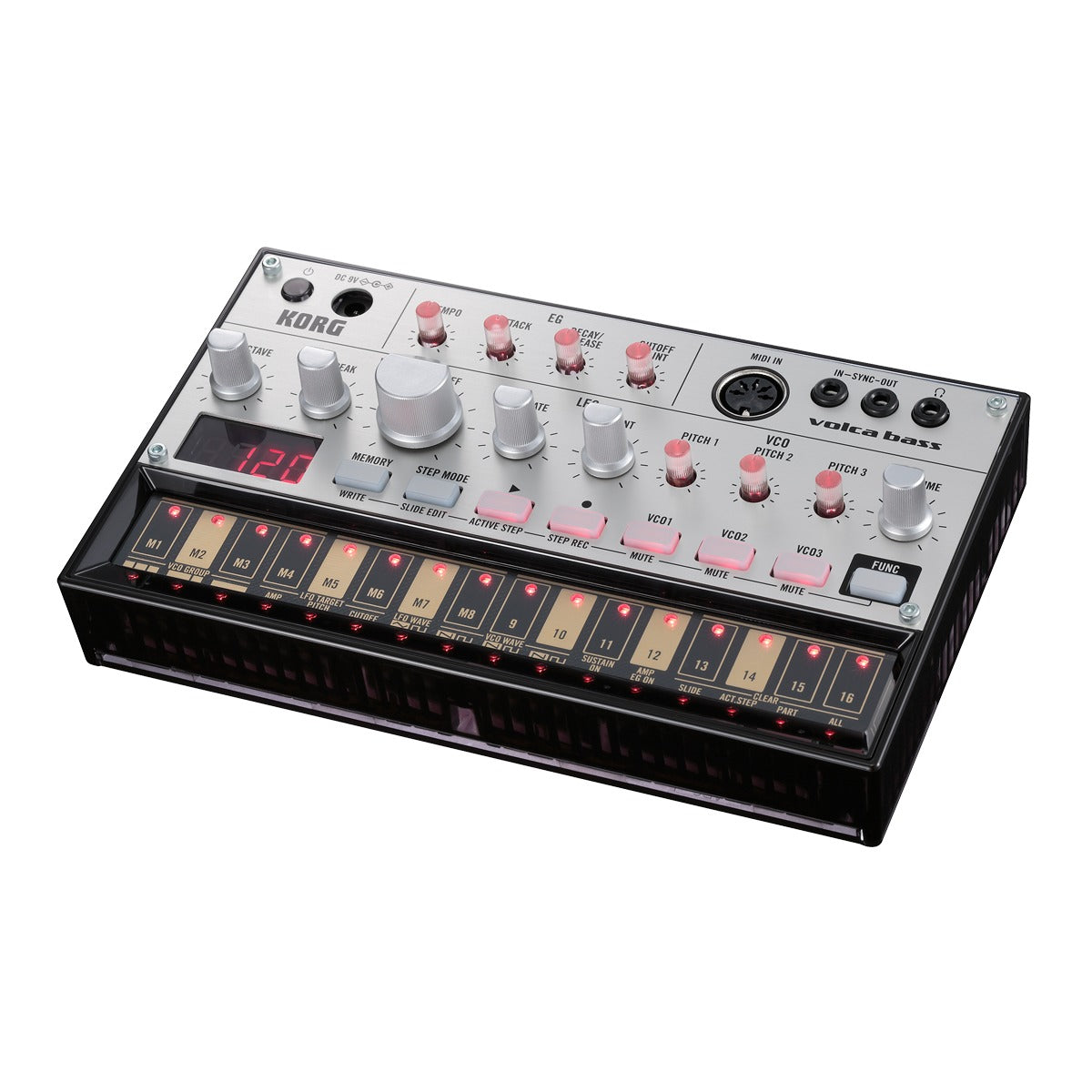 Korg volca bass vista frontal producto | Armonía Musical México