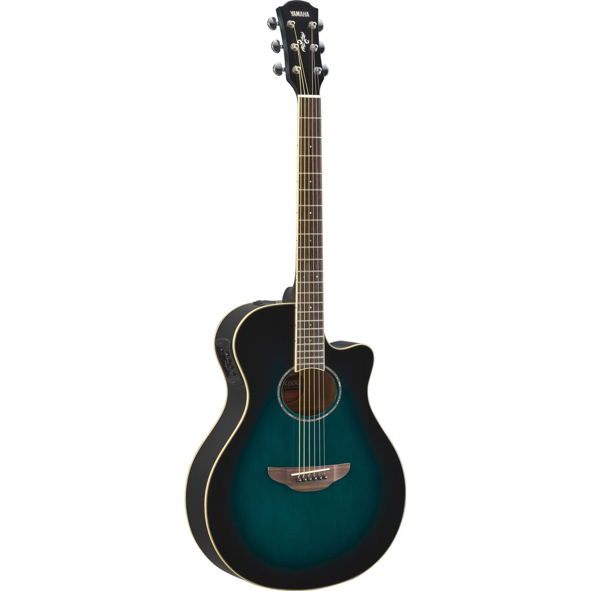 Guitarra electroacústica Yamaha APX600 oriental blue burst azul vista frontal | Armonía Musical México