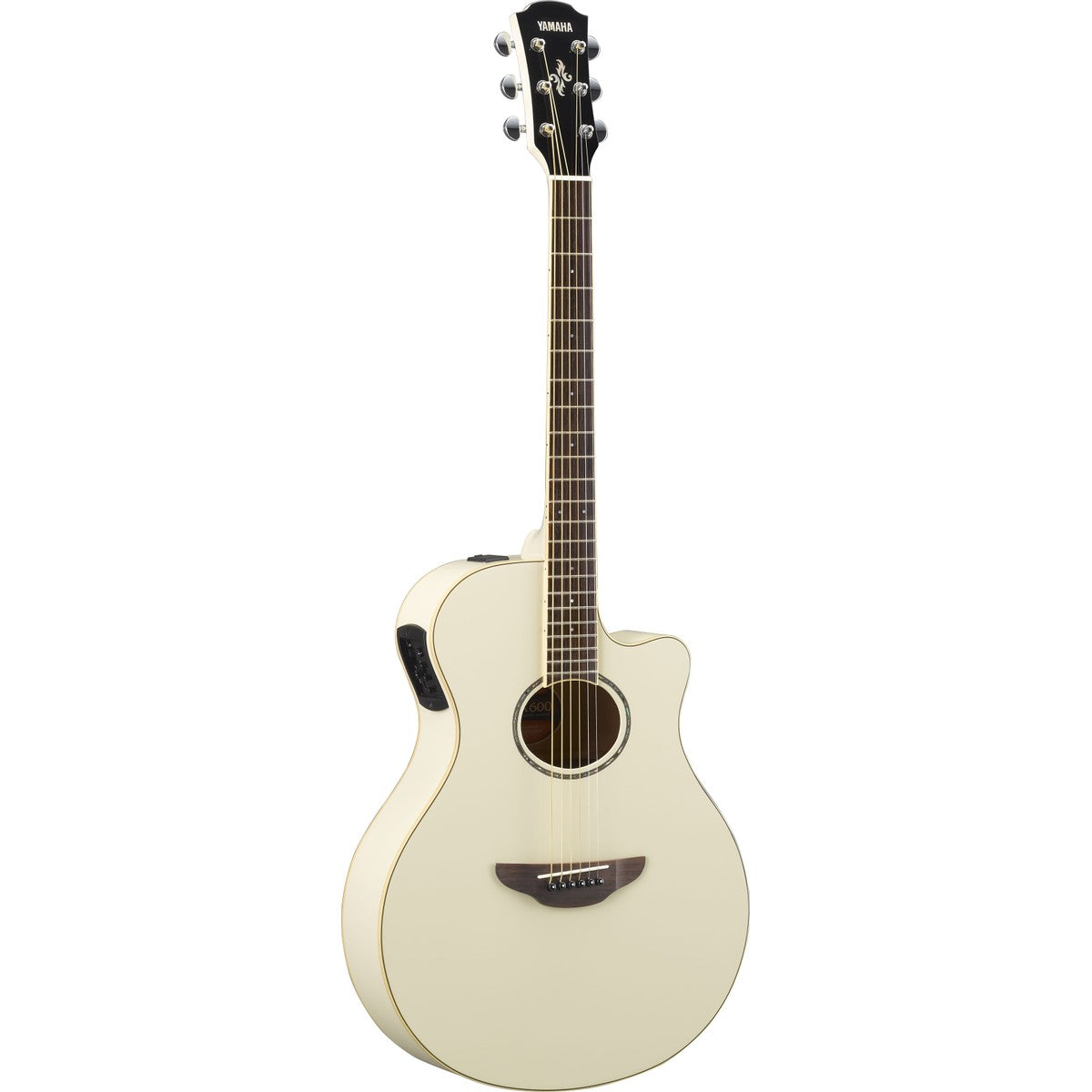 Guitarra electroacústica Yamaha APX600 vintage white blanca vista frontal | Armonía Musical México