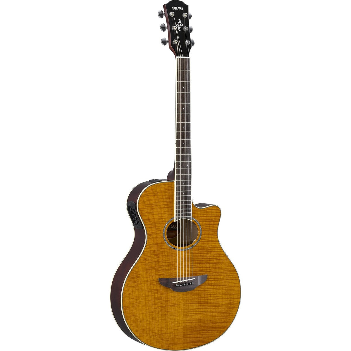 Guitarra electroacústica Yamaha APX600FM maple flameado ámbar vista frontal | Armonía Musical México