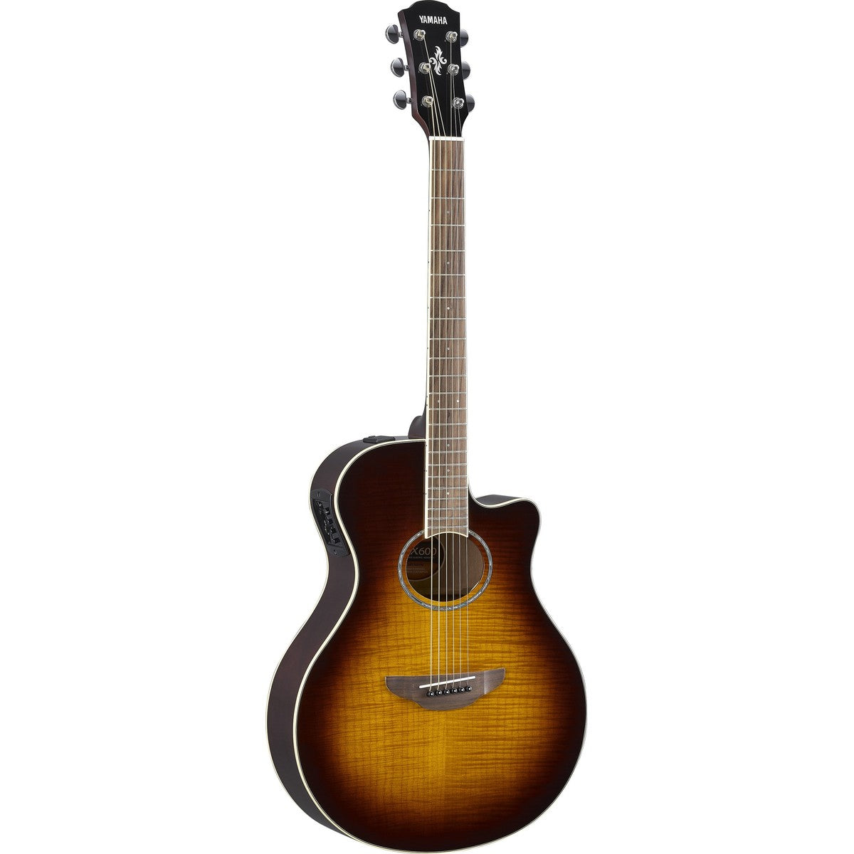 Guitarra electroacústica Yamaha APX600FM tobacco brown sunburst vista frontal | Armonía Musical México