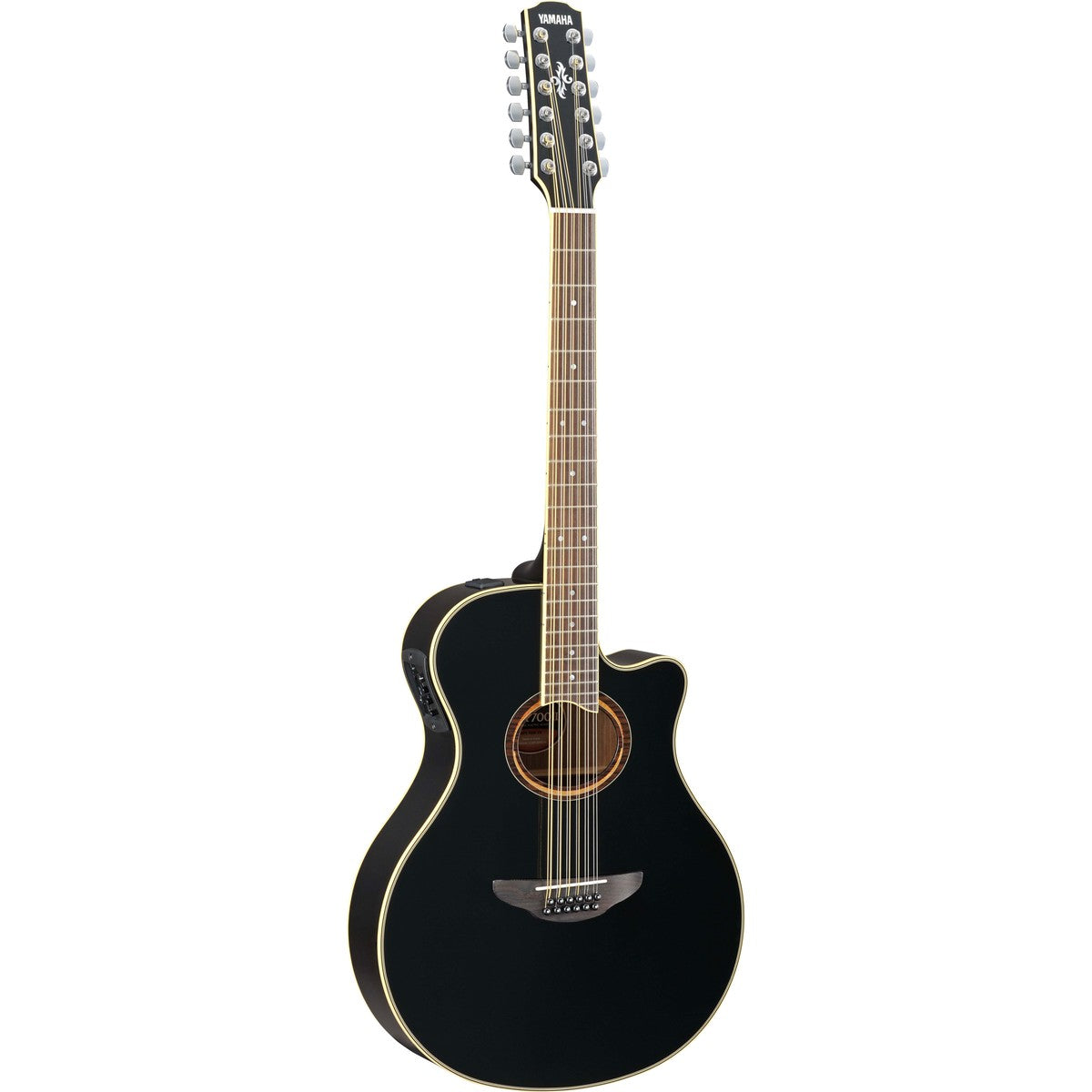 Guitarra electroacústica Yamaha APX700II-12 doce cuerdas negra vista frontal | Armonía Musical México