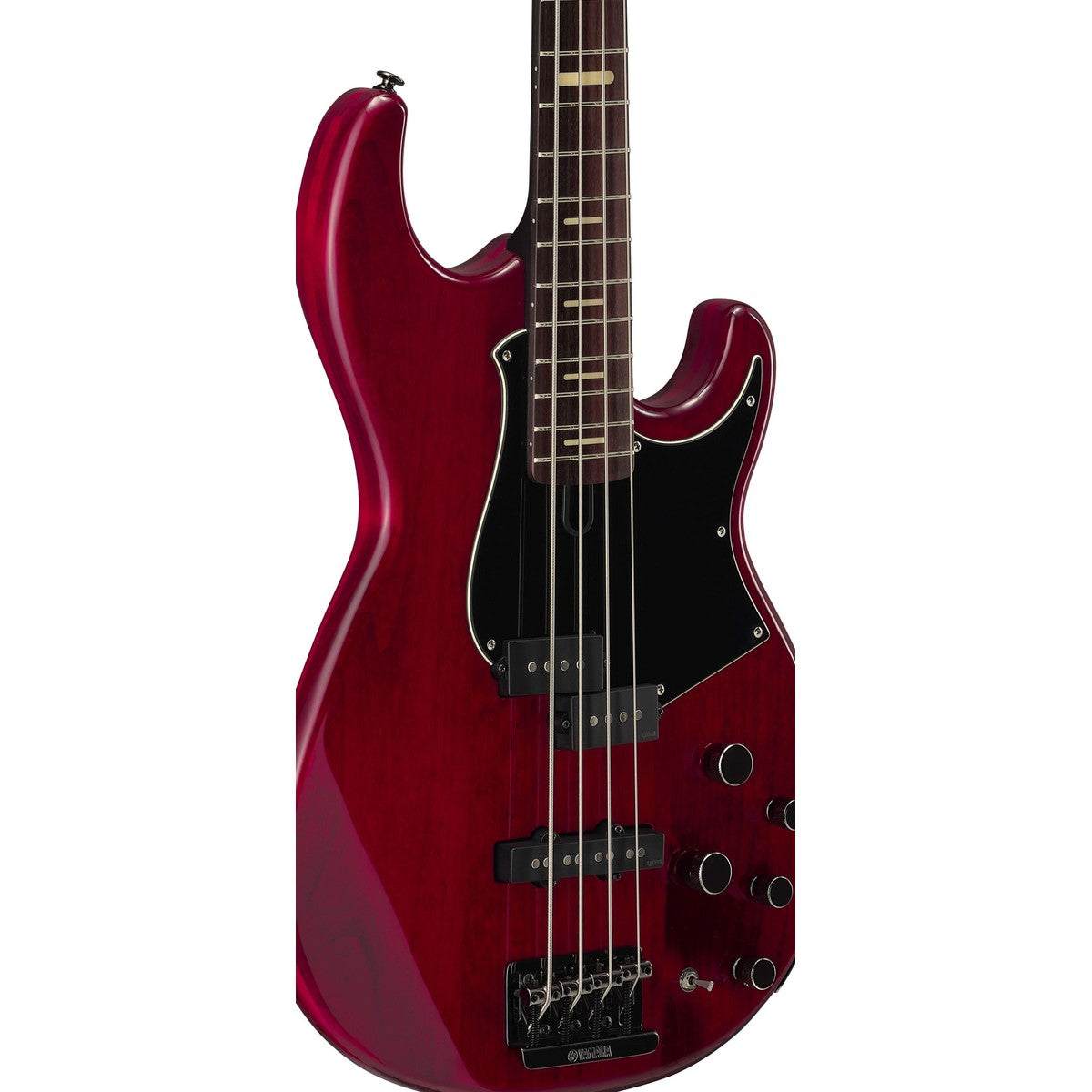 Bajo eléctrico Yamaha BB734A fired red detalle cuerpo y pastillas YGD | Armonía Musical México