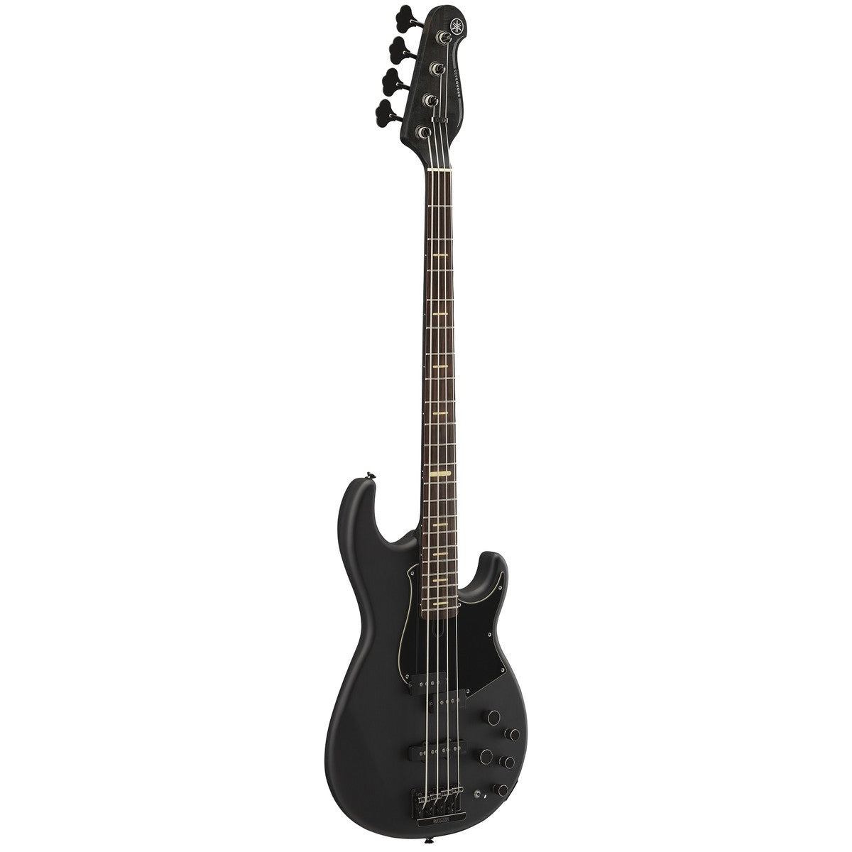 Bajo eléctrico Yamaha BB734A matte translucent black vista lateral | Armonía Musical México