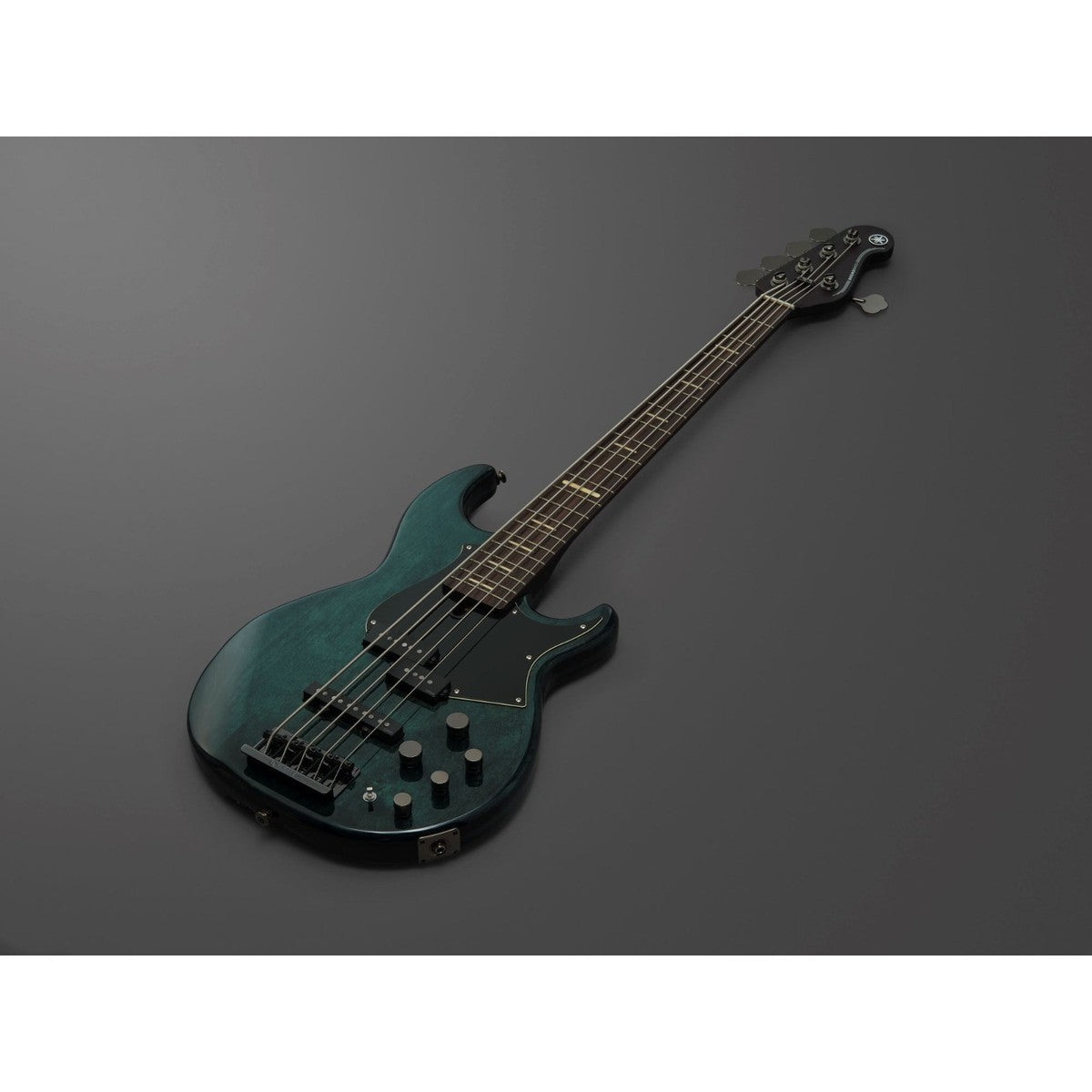 Bajo eléctrico Yamaha BB735A 5 cuerdas indigo blue detalle cuerpo ambiente | Armonía Musical México