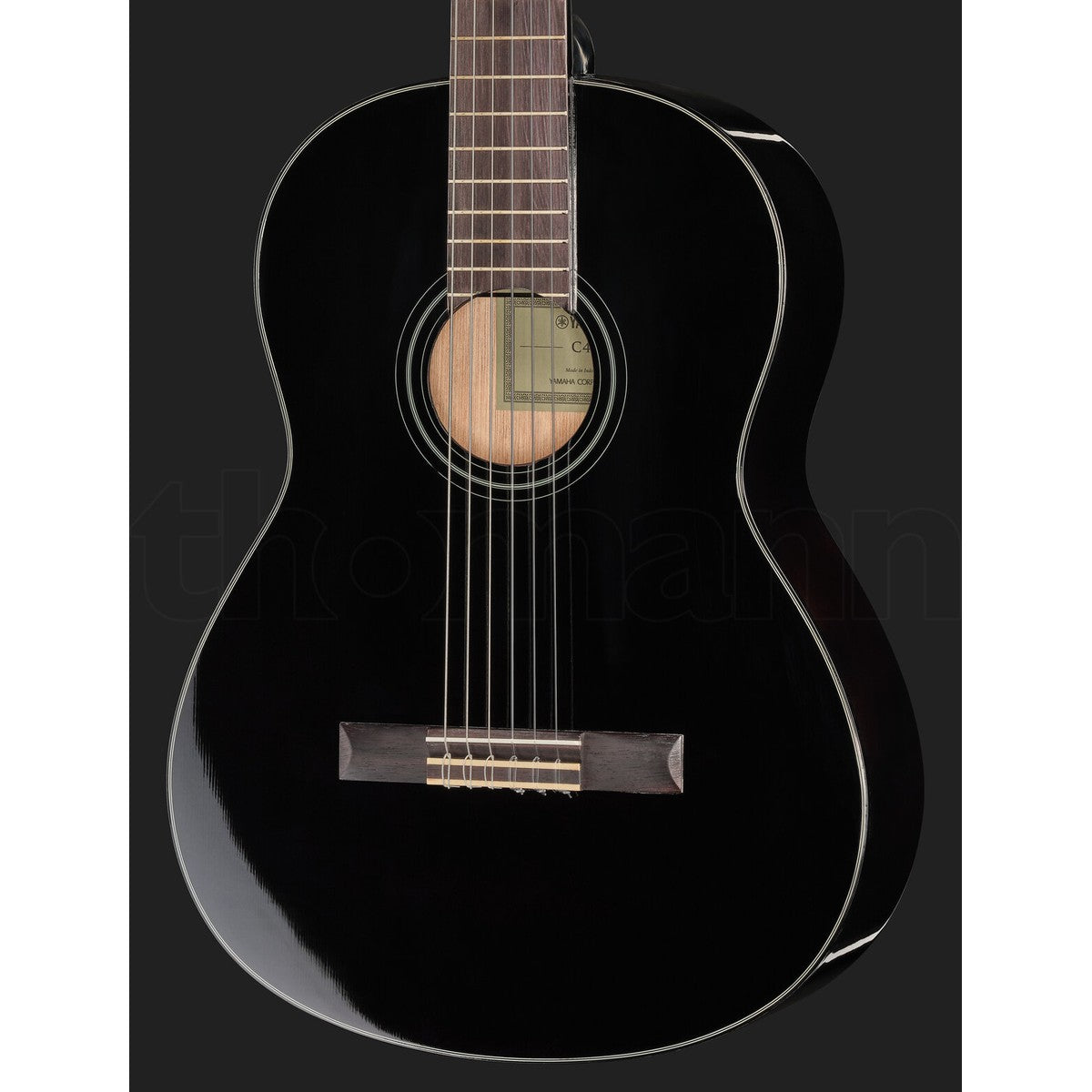 Guitarra clásica Yamaha C40 4/4 negro brillante vista frontal completa | Armonía Musical México