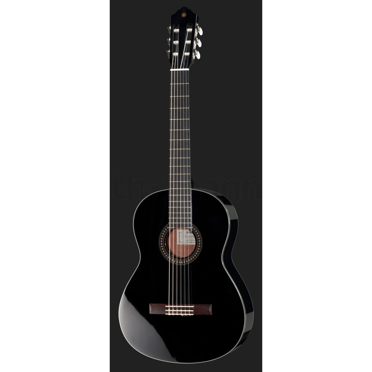 Guitarra clásica Yamaha CG142S tapa sólida abeto negro vista frontal | Armonía Musical México