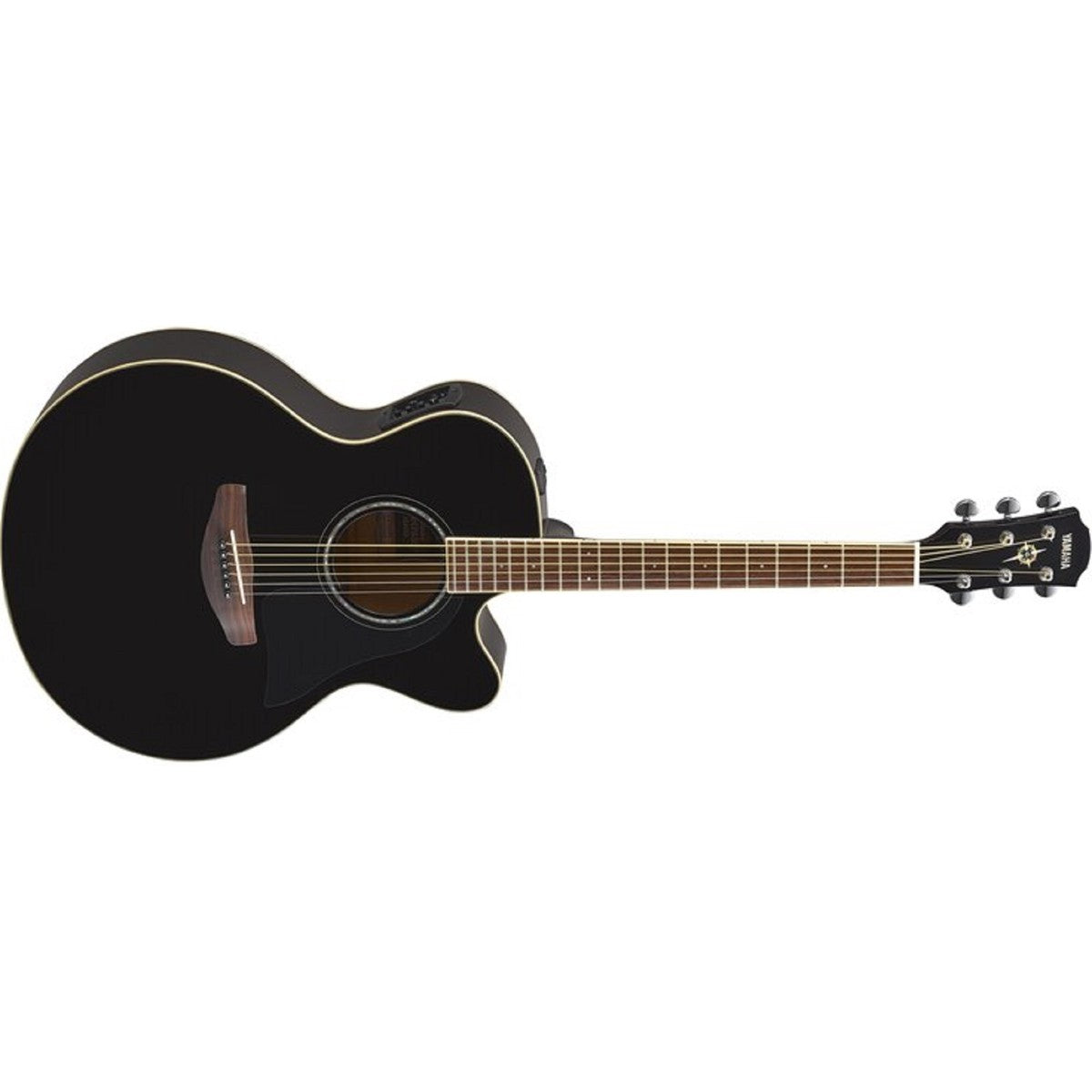 Guitarra electroacústica Yamaha CPX600 negro vista horizontal completa | Armonía Musical México