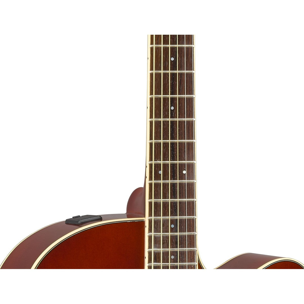 Guitarra electroacústica Yamaha CPX600 Root Beer detalle boca y roseta | Armonía Musical México