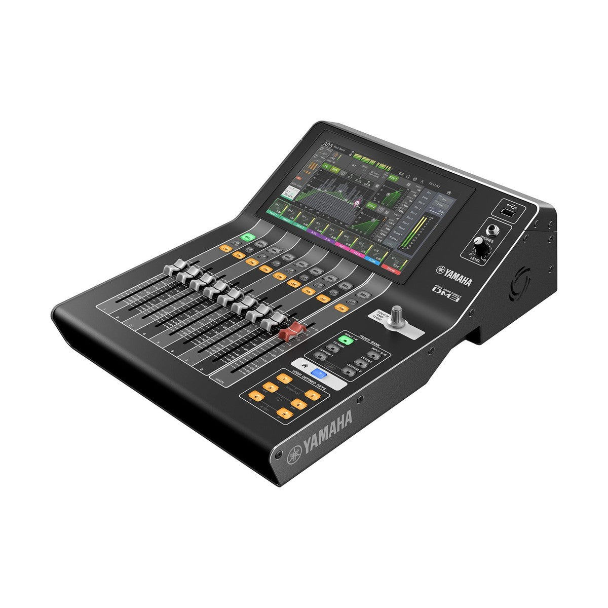 Mezcladora digital Yamaha DM3 con Dante vista frontal | Armonía Musical México