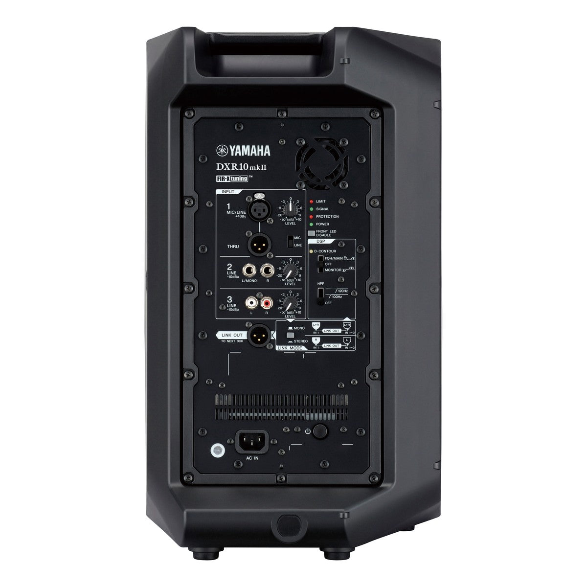 Bocina activa Yamaha DXR10 mkII 10 pulgadas vista lateral | Armonía Musical México