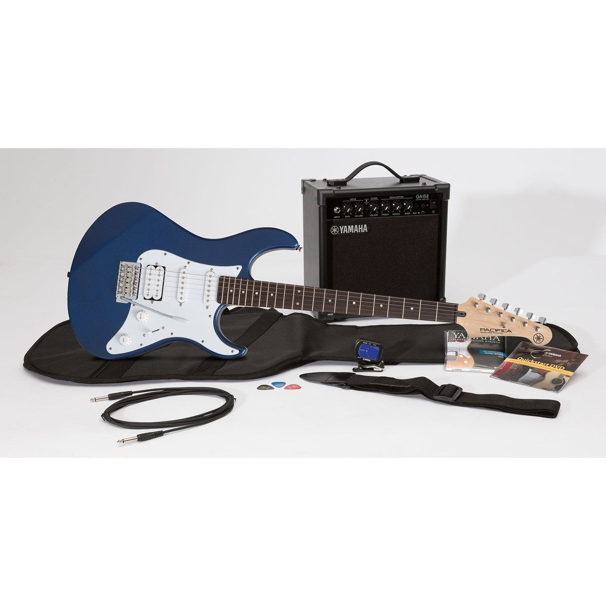 Paquete guitarra eléctrica Yamaha Gigmaker ERG121GPII azul metálico vista ambiente | Armonía Musical México