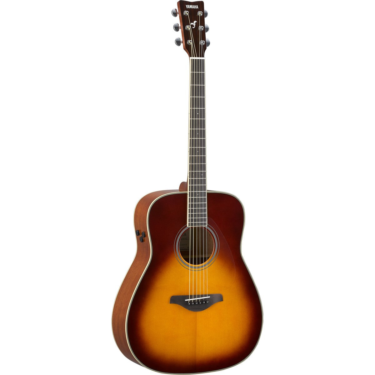Guitarra TransAcoustic Yamaha FG-TA Brown Sunburst vista frontal | Armonía Musical México