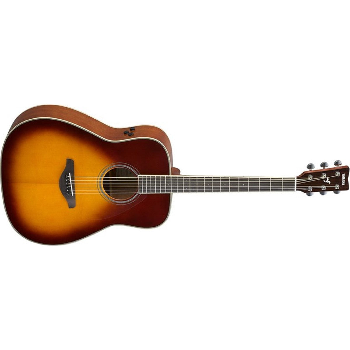 Guitarra TransAcoustic Yamaha FG-TA Brown Sunburst vista horizontal completa | Armonía Musical México