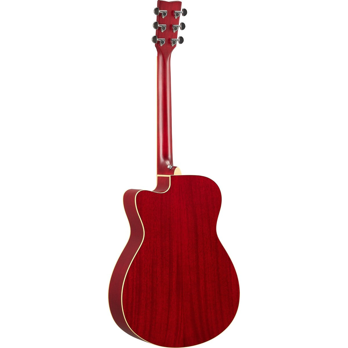 Guitarra TransAcoustic Yamaha FSC-TA cutaway Ruby Red vista posterior | Armonía Musical México