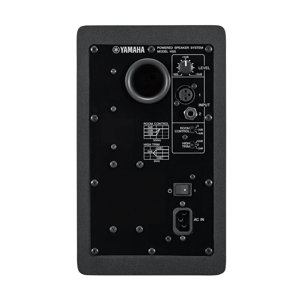 Monitor de estudio Yamaha HS5 negro vista trasera | Armonía Musical México