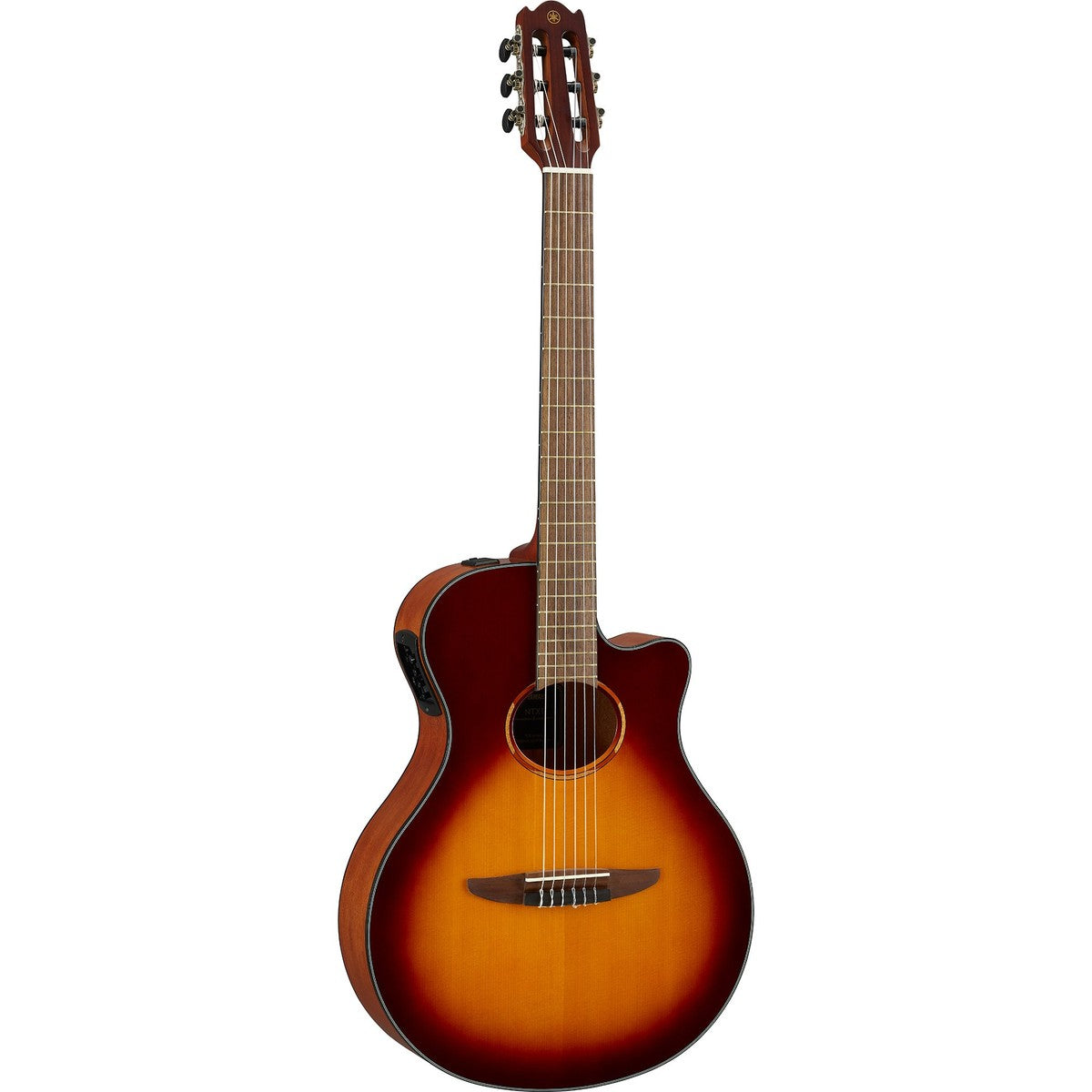 Guitarra Yamaha NTX1 Brown Sunburst vista ángulo | Armonía Musical México