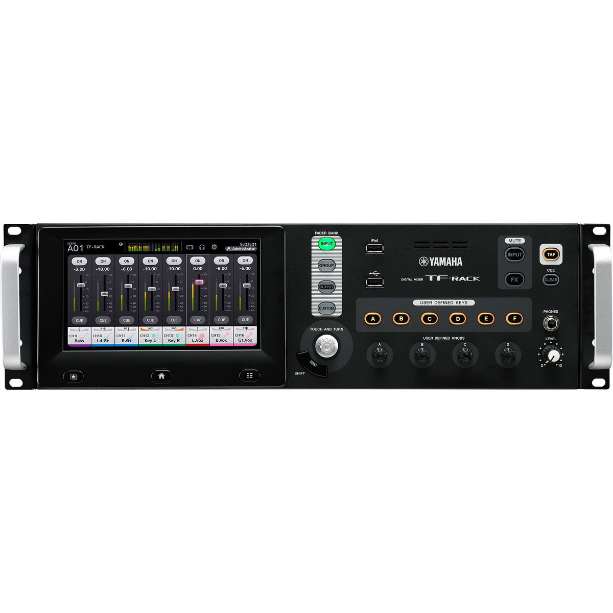 Consola digital Yamaha TF-RACK 16x16 vista lateral | Armonía Musical México