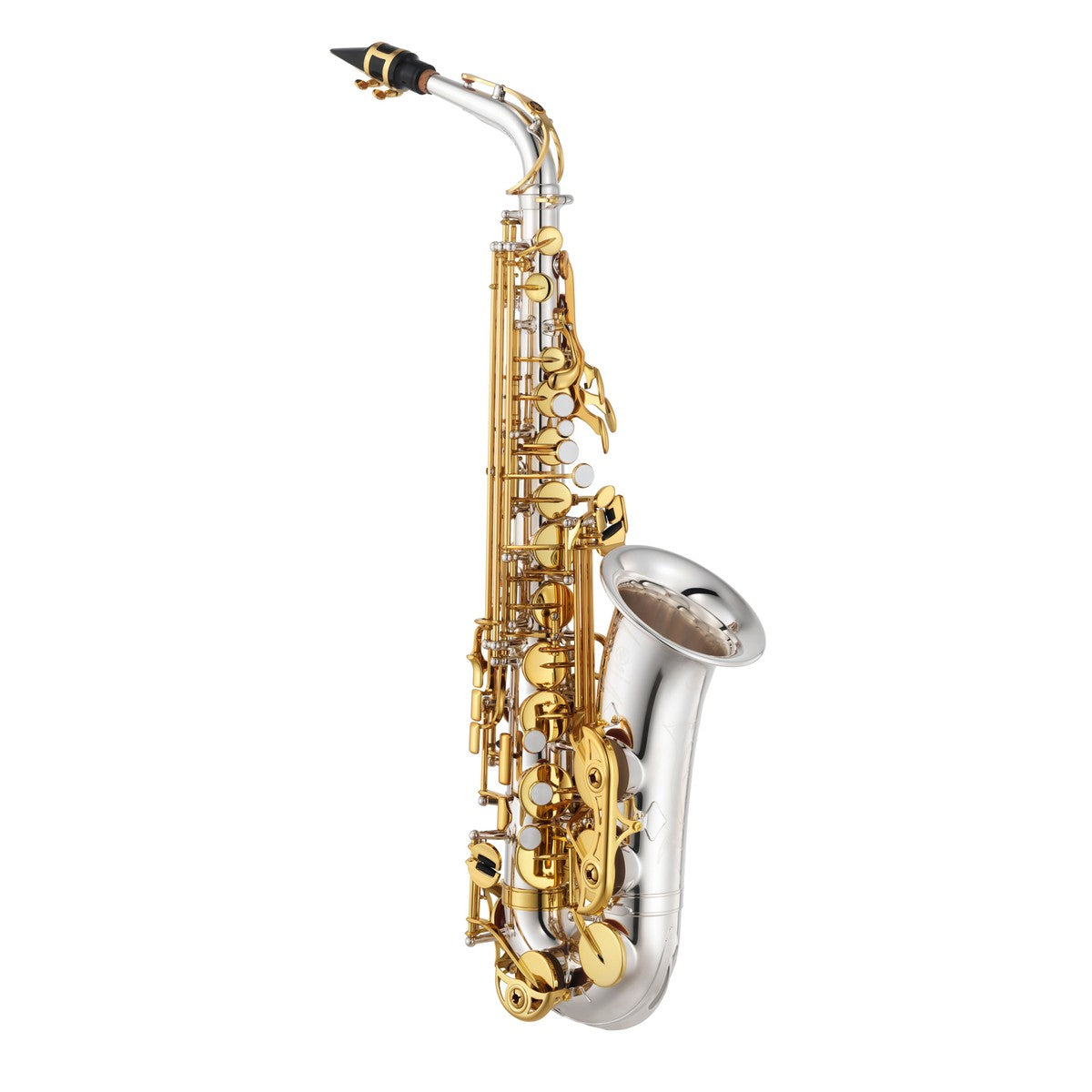 Saxofón alto Yamaha YAS-480S plateado vista detalle oficial | Armonía Musical México