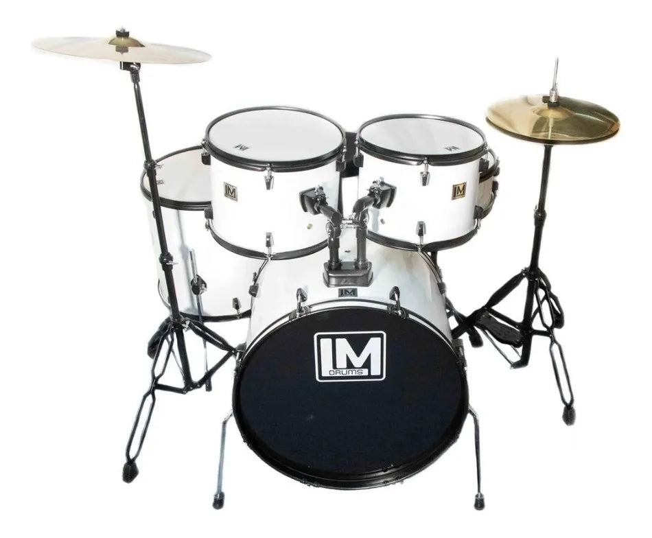 Bateria Acusticas Lm Drums Dk-125 Con Platillos Y Asiento color Blanco