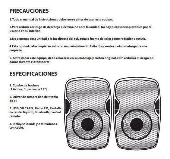 Paquete De 2 Bafles High Line Spah-157sc Con Base Y Mic.