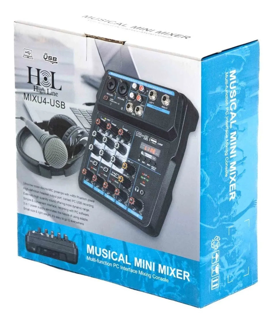Mezcladora High Line Mixu4-usb, 4 Canales