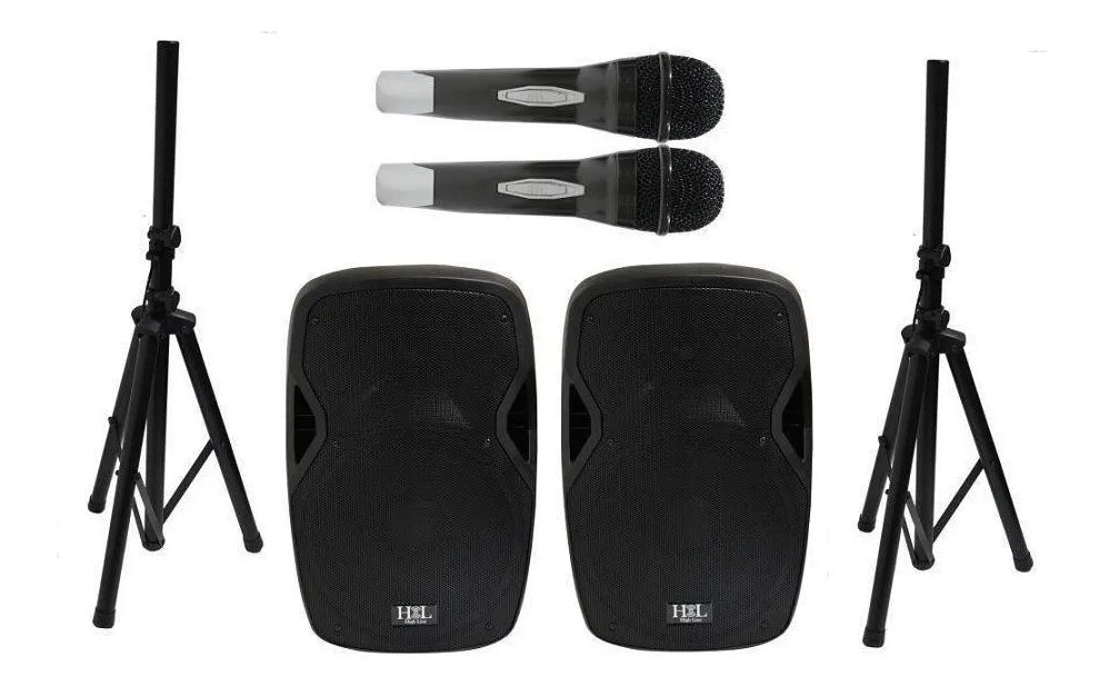 Paquete De 2 Bafles High Line Spah-157sc Con Base Y Mic.