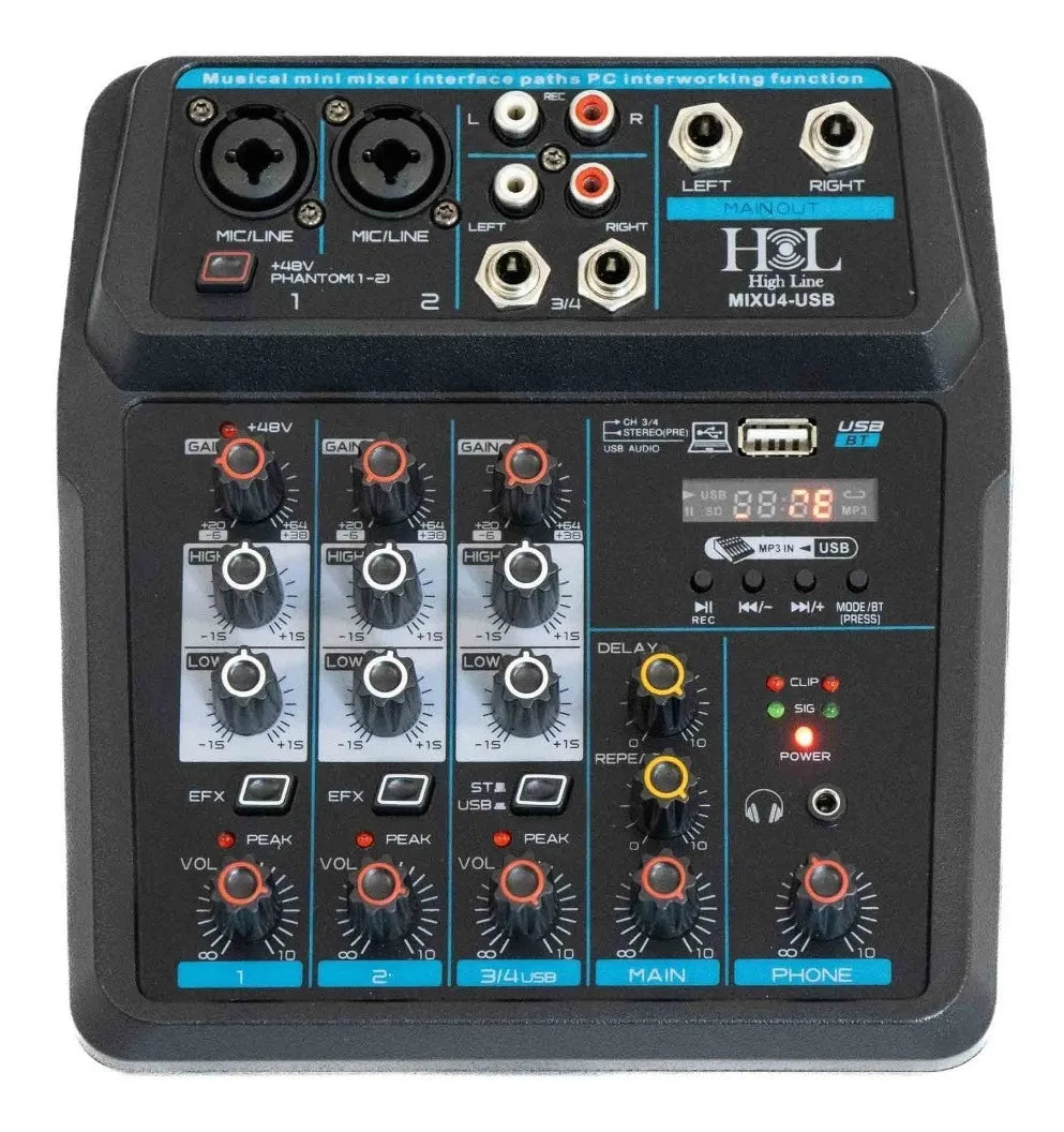 Mezcladora High Line Mixu4-usb, 4 Canales